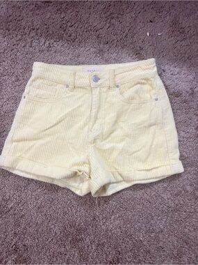 PacSun Pale Yellow High-Rise Corduroy Roll-Hem Shorts